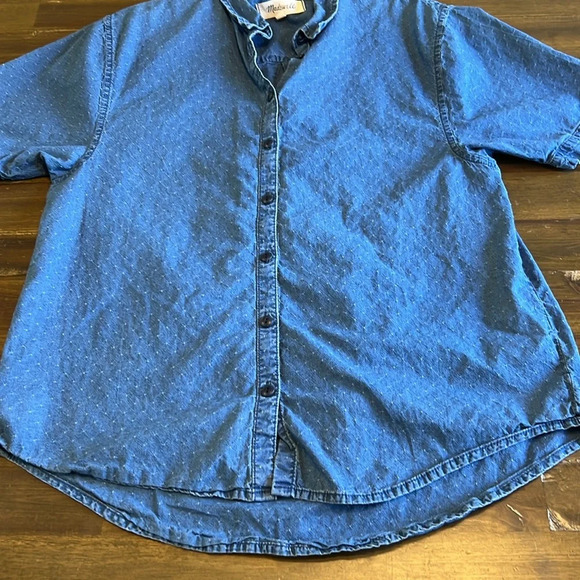 Madewell Denim Chronicle Button-Down Short Sleeve Shirt Oversized Boxy Textured - Picture 8 of 8